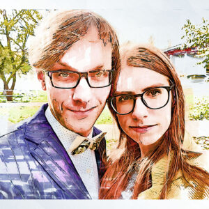 Alternative view of Poros portretas, Poros iliustracija, Individuali poros dovana, Asmeninis šeimos portretas, Namų dekoracija